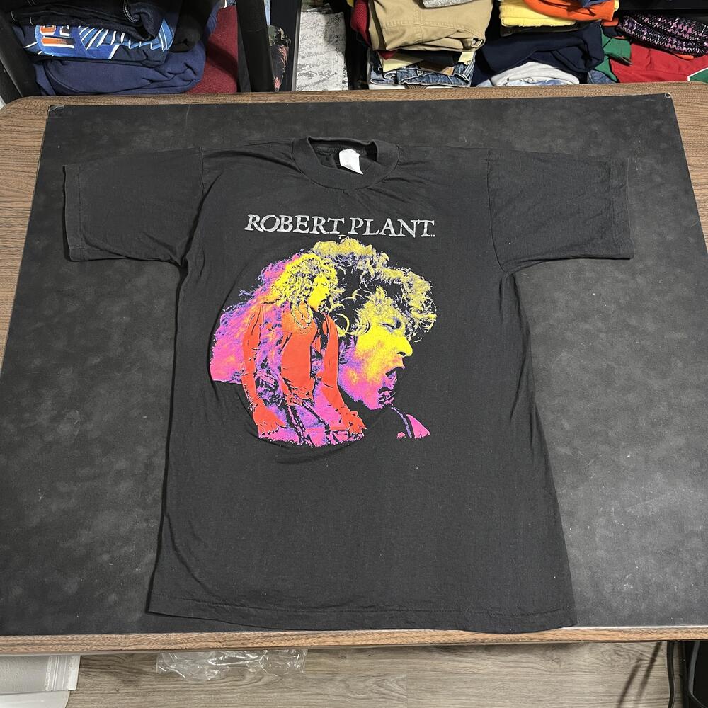Vintage Robert Plant Manic Nirvana Shirt Mens L Black Band Rock Tee 90s
